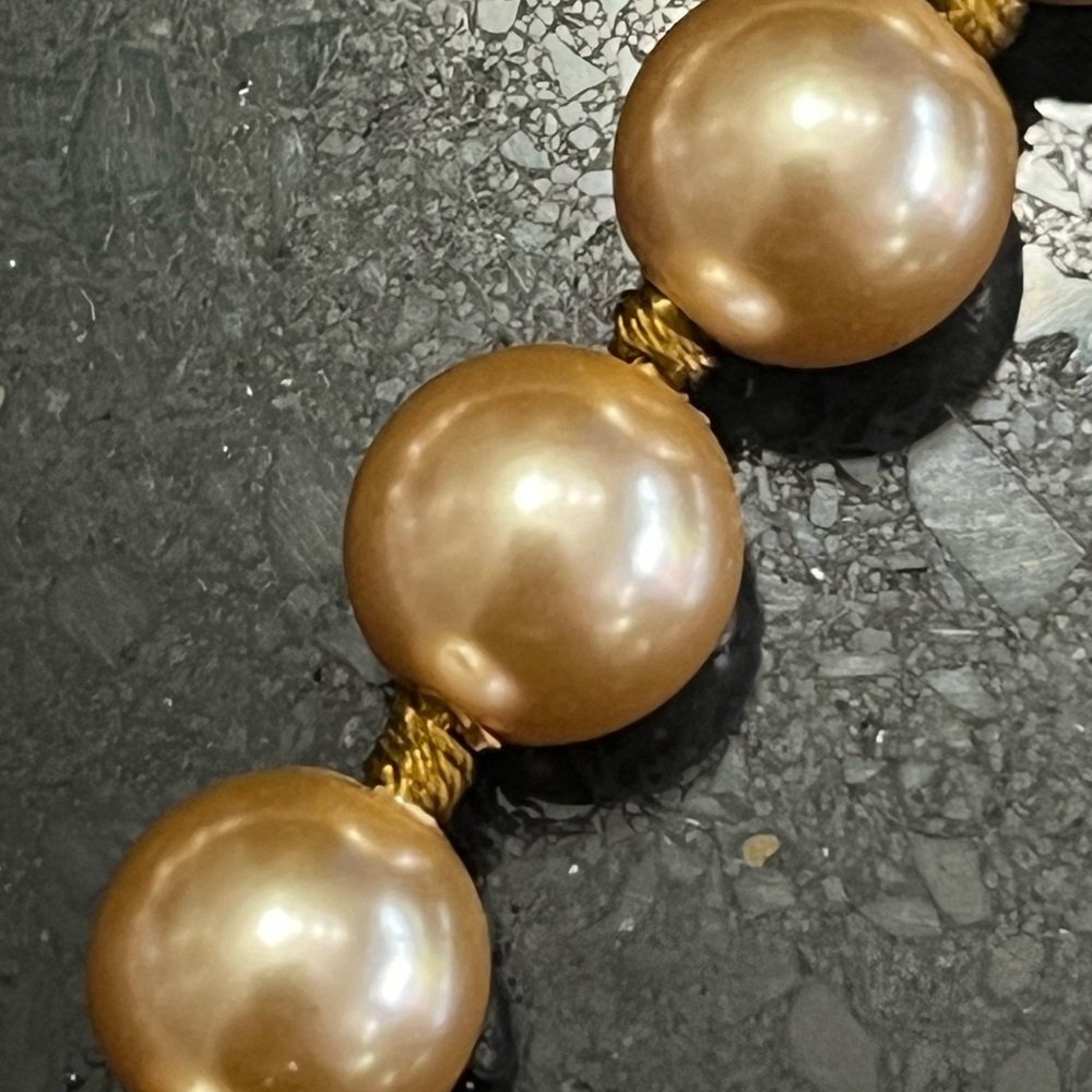 Gold Simulated pearls necklace bracelet set statement jewelry ladies vintage qvc - Picture 4 of 4